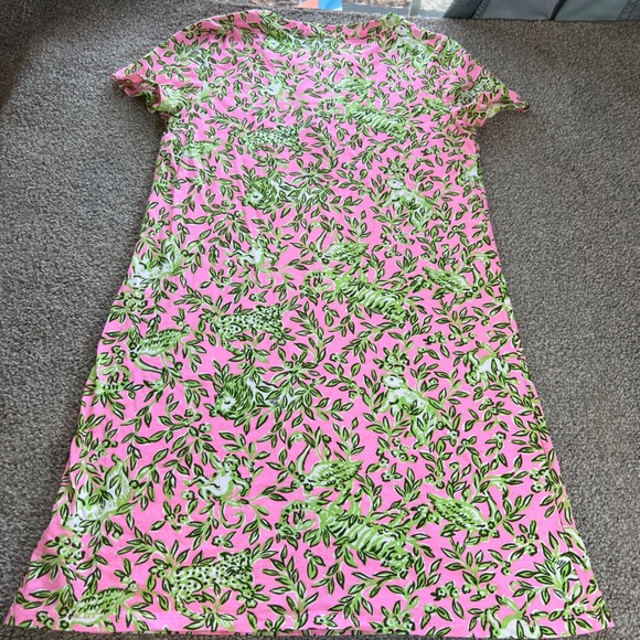 Lilly Pulitzer Dress Womens Small Pink Green Tiger Floral Pima Cotton Mini - Picture 4 of 12